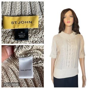 St. John crochet knit sweater or top size M beige